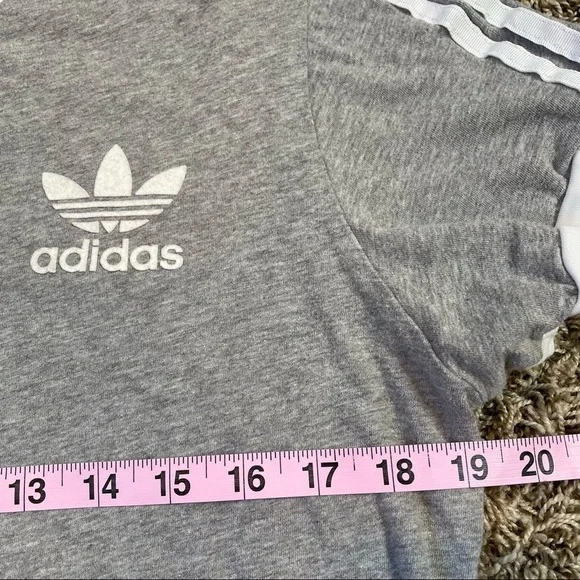 Adidas Classics 3-Stripes Tee Heather Gray Grey Small Cotton Tee Short Sleeve - Picture 10 of 11